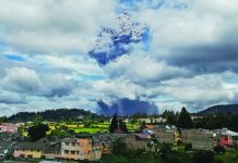 Indonesia’s Mt. Sinabung erupts anew Mount Sinabung spews volcanic materials into the air as it erupts, in Karo, North Sumatra, Indonesia, Monday. AP