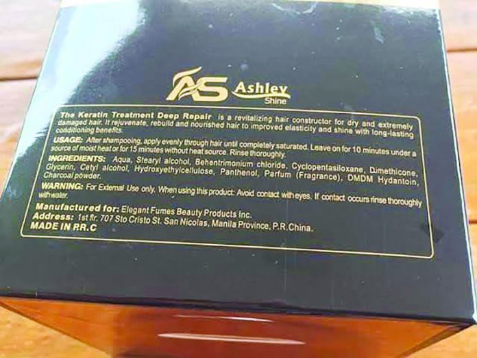 Photo shows a hair care product with a label stating its Manila address as a "province of the People's Republic of China." GMA NETWORK