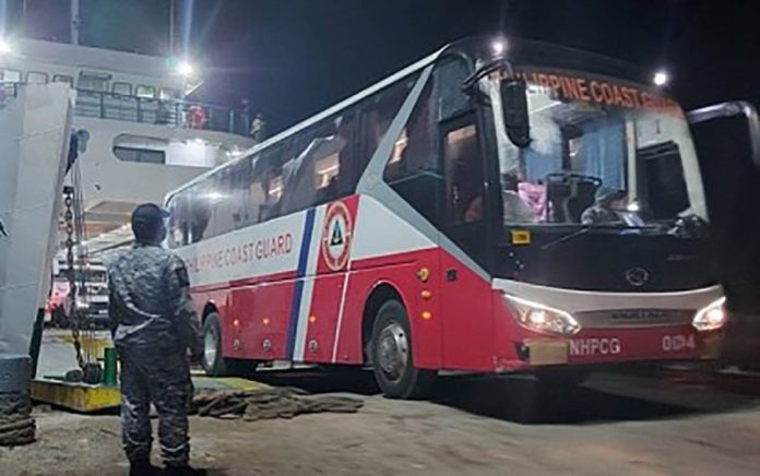 PCGNEGROS OCCIDENTAL The bus of the Philippine Coast Guard gets dispatched to the port of Tabuelan in Cebu to fetch Negrense locally stranded individuals LSIs. PCG-NEGROS OCCIDENTAL
