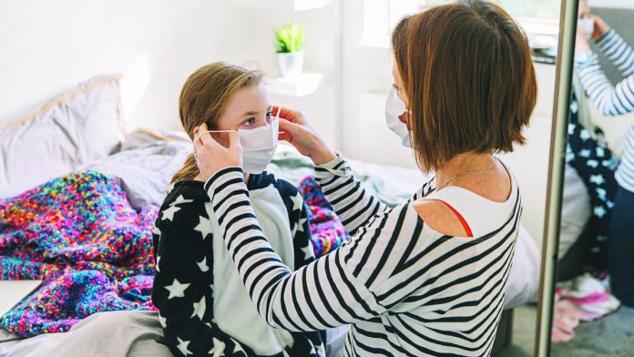 The Department of Health says Filipinos should wear face masks The Department of Health says Filipinos should wear face masks even at home, especially if a family member has COVID-19 symptoms. GETTY IMAGES