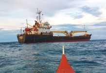 Vietnamese cargo vessel MV Globe 6 runs aground in the waters of Caluya, Antique on Aug. 12, 2020. The vessel, from Ho Chi Minh City in Vietnam, is bound for Davao City. PHOTOS FROM PHILIPPINE COAST GUARD