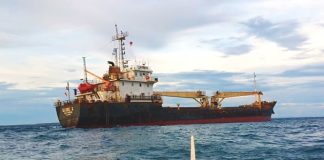 Vietnamese cargo vessel MV Globe 6 runs aground in the waters of Caluya, Antique on Aug. 12, 2020. The vessel, from Ho Chi Minh City in Vietnam, is bound for Davao City. PHOTOS FROM PHILIPPINE COAST GUARD