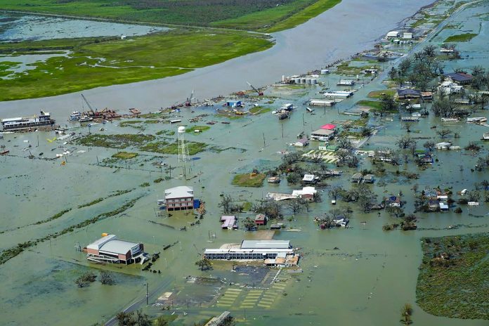 HURRICANE-LAURA Buildings and homes are flooded in the aftermath of Hurricane Laura on Thursday in Louisiana, United States. AP