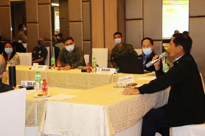DENR Secretary Roy A. Cimatu as chair during the recent RTF-ELCAC meeting while DENR 6 Regional Executive Director Francisco E. Milla, Jr., MGen Eric C Vinoya, 3ID PA Commander, and BGen Marion R Sison, Commander, 301st Bde, 3ID, PA and other task force members listened. DENR Secretary Roy A. Cimatu as chair during the recent RTF-ELCAC meeting while DENR 6 Regional Executive Director Francisco E. Milla, Jr., MGen Eric C Vinoya, 3ID PA Commander, and BGen Marion R Sison, Commander, 301st Bde, 3ID, PA and other task force members listened.