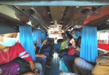 TRAVEL TROUBLE: Commuters, drivers split on easing of physical distancing on PUVs IS THIS TOO CLOSE FOR COMFORT? Non-porous curtains separate anxious passengers of this public utility jeepney in Iloilo City to prevent coronavirus transmission. The Department of Transportation is easing physical distancing in public utility vehicles. Not everyone is happy. COVID-19 spreads mainly among people who are in close contact for a prolonged period. Spread happens when an infected person coughs, sneezes or talks, and droplets from their mouth or nose are launched into the air and land in the mouths or noses of people nearby. IAN PAUL CORDERO/PN