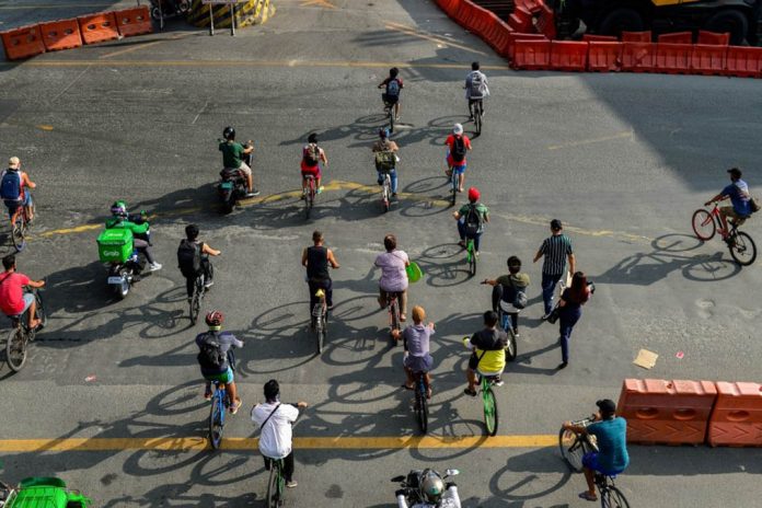 The labor department will give away free bikes nationwide to those who wish to work as food couriers, Labor Secretary Silvestre Bello said Thursday. ABS-CBN NEWS The labor department will give away free bikes nationwide to those who wish to work as food couriers, Labor Secretary Silvestre Bello said Thursday. ABS-CBN NEWS