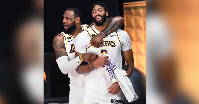 LeBron LeBron James (left) and Anthony Davis celebrate in the closing moments of Game 6 of the NBA Finals as the Lakers win their 17th championship. WALLY SKALIJ/LOS ANGELES TIMES