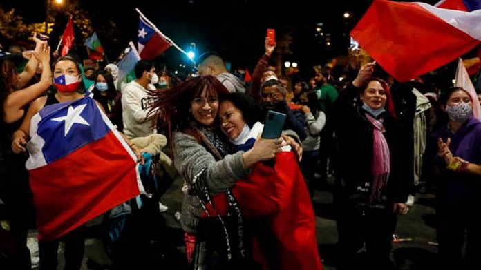chile Thousands of people gather to celebrate in major Chilean cities. REUTERS