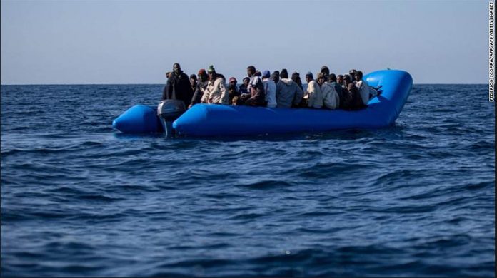 libya An inflatable boat with 47 migrants on board is pictured while being rescued by the Dutch-flagged Sea Watch 3 off Libya’s coasts in Jan. 2019. AFP