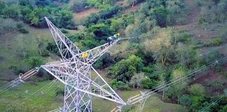 Photo shows a power transmission tower. NGCP PHOTO