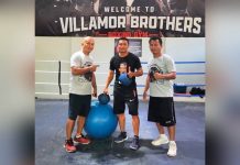 Negrense boxer Donnie Nietes (center) has been training with the newly-opened Villamor Brothers Boxing Gym of Edmond (left) and Edito Villamor in Cebu City to keep himself in shape amid the coronavirus pandemic. PHOTO COURTESY OF EDITO VILLAMOR
