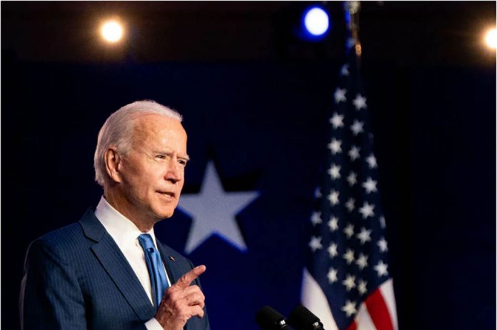 biden US President-elect Joe Biden gives an address in Wilmington, Delaware on Nov. 6, 2020. ERIN SCHAFF/THE NEW YORK TIMES