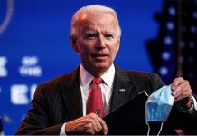 US President-elect Joe Biden concludes his remarks to reporters following an online meeting with members of the National Governors Association executive committee in Wilmington, Delaware, United States. TOM BRENNER/REUTERS