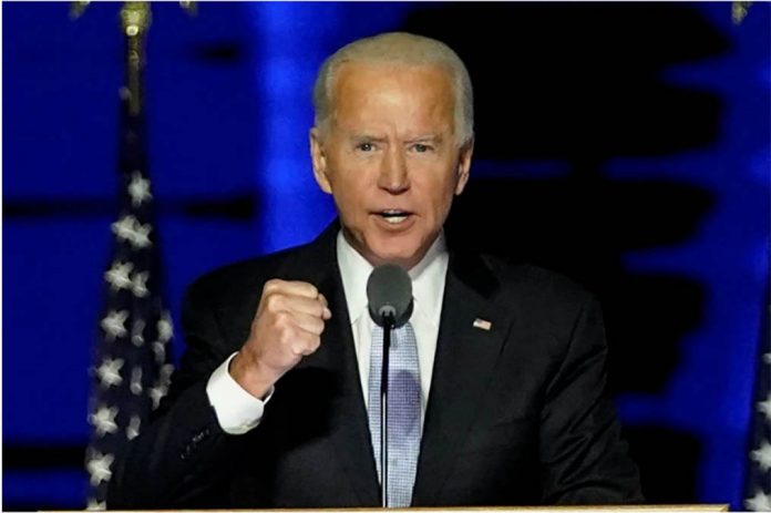 biden2 Democratic 2020 US presidential nominee Joe Biden speaks at his election rally in Wilmington, Delaware, United States on Nov. 7, 2020. ANDREW HARNIK/POOL VIA REUTERS