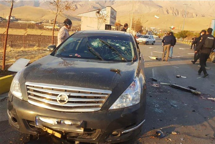 A view shows the scene of the attack that killed Iranian scientist Mohsen Fakhrizadeh, outside Tehran, Iran, Nov. 27, 2020. WEST ASIA NEWS AGENCY VIA REUTERS A view shows the scene of the attack that killed Iranian scientist Mohsen Fakhrizadeh, outside Tehran, Iran, Nov. 27, 2020. WEST ASIA NEWS AGENCY VIA REUTERS