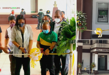 LANDBANK inaugurates first ATM in Pola, Oriental Mindoro Pola Mayor Jennifer M. Cruz (second from left) and LANDBANK Pinamalayan Branch Head Ferdinand E. Abas (third from left) lead the ceremonial ribbon cutting during the inauguration of the first ATM in the Municipality of Pola. PHOTOS COURTESY OF LGU
