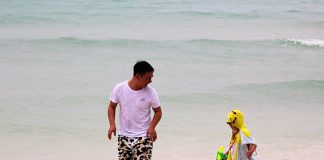 Due to concerns over the coronavirus disease, the beaches of Boracay Island remain less crowded.