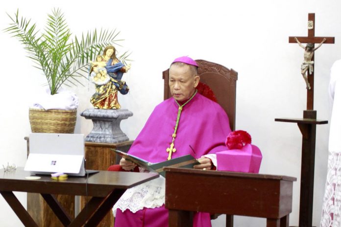 region capiz cardinal Cardinal Jose Advincula of Capiz watches livestream the consistory at his residence in Roxas City late night of Nov. 28, 2020. PHOTO COURTESY OF CASAC