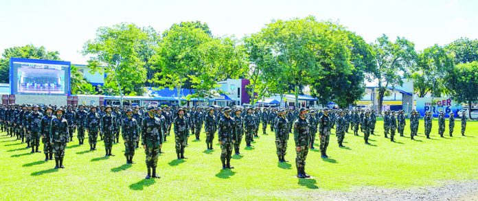 region police promotion Policemen gather in a formation during an event at Camp Delgado, headquarters of the Police Regional Office in Iloilo City. IAN PAUL CORDERO/PN