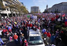 Trump supporters’ protests turn into violent clashes Supporters of President Donald Trump rally at Freedom Plaza on Saturday, Nov. 14, 2020, in Washington. JULIO CORTEZ/AP PHOTO