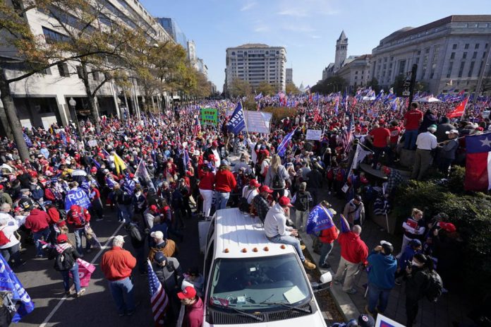 trump Supporters of President Donald Trump rally at Freedom Plaza on Saturday, Nov. 14, 2020, in Washington. JULIO CORTEZ/AP PHOTO