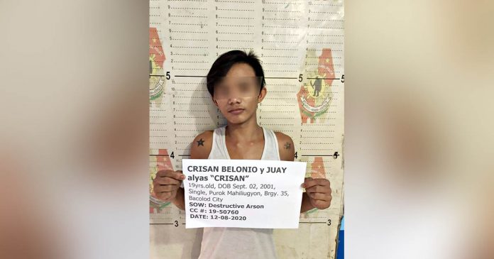 arson bacolod Crisan Belonio, 35, faces an arson charge. He caught in Barangay 35, Bacolod City around 8 a.m. on Dec. 8. BCPO