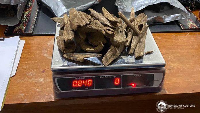 The Bureau of Customs on Tuesday seized a shipment of agarwood, one of the world’s most expensive raw materials, that had been misdeclared as wood frames for souvenirs. BOC PHOTO The Bureau of Customs on Tuesday seized a shipment of agarwood, one of the world’s most expensive raw materials, that had been misdeclared as wood frames for souvenirs. BOC PHOTO