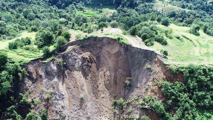 Landslide hit this area of Barangay Pamandayan, Hamtic, Antique. According to the Department of Environment and Natural Resources, the area has a very high susceptibility to landslides and flooding. DENR PHOTO Landslide hit this area of Barangay Pamandayan, Hamtic, Antique. According to the Department of Environment and Natural Resources, the area has a very high susceptibility to landslides and flooding. DENR PHOTO