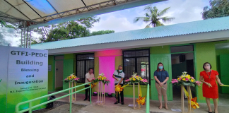 Panay Power Corp. assistant vice president and plant manager Engr. Aprudencio Espanta (second from left) leads the inauguration of GFTI-PEDC building at N.J. Ingore Elementary School in Barangay Ingore, La Paz, Iloilo City on Jan. 6, 2020. IAN PAUL CORDERO/PN