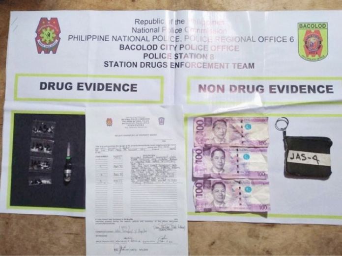 bros-cohort-fall These are the suspected shabu and marked money seized in an entrapment operation in Barangay 14, Bacolod City on Jan. 24. BCPO