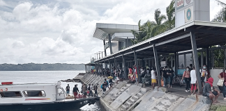 People from Guimaras disembark from this motorboat at the Iloilo Ferry Terminal-Parola in Iloilo City. Note the many people waiting at the terminal; they will be boarding the motorboat which would leave after 15 minutes back to Guimaras. IAN PAUL CORDERO/ PN