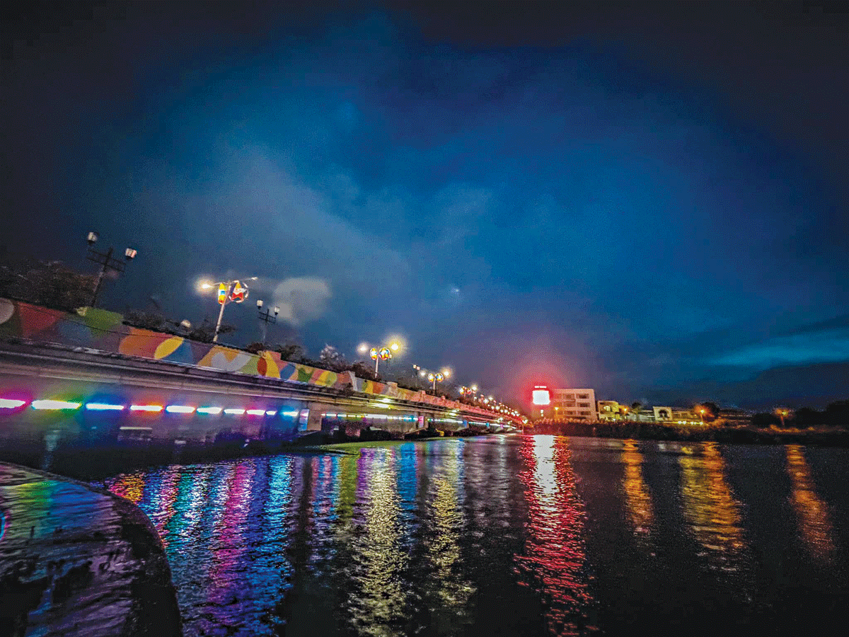 Iloilo City bridges glow in LED lights