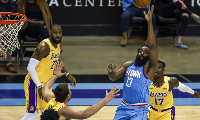 James Harden during his final game with the Houston Rockets against Los Angeles Lakers on Tuesday night (Wednesday in the Philippines). USA TODAY PHOTO James Harden during his final game with the Houston Rockets against Los Angeles Lakers on Tuesday night (Wednesday in the Philippines). USA TODAY PHOTO
