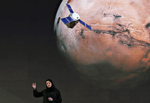 Arab spacecraft set to swing on Mars Sarah al-Amiri, the deputy project manager of the United Arab Emirates’ Mars mission discusses about project "Hope," "Amal" in Arabic, during a ceremony in Dubai, United Arab Emirates. AP PHOTO/KAMRAN JEBREILI