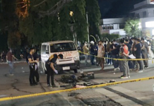 Police cordon off the area following a shooting incident between the Quezon City District Police special operation unit personnel and Philippine Drug Enforcement Agency agents beside the Ever Gotesco Mall along Commonwealth Avenue in Quezon City around 5:45 p.m. on Wednesday. PNP-PIO VIA PNA