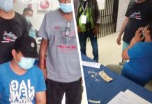 Estancia buy-bust nets fish dealer ‘BUSTED’ Five sachets of suspect shabu were recovered from 40-year-old Rene Yu (blue shirt) in a drug buy-bust operation in Barangay Poblacion, Estancia, Iloilo on Feb. 11, 2021. ESTANCIA MPS