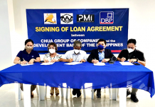 Present during the signing of the loan agreement were (from left) DBP Manager Kaycelline C. Dela Cruz, MBI Treasurer Theresa T. Chua, MBI Chairman Engr. Manuel A. Chua, MBI President Engr. Francis Lloyd T. Chua, and DBP Senior Assistant Vice President Raymond C. Valdez.
