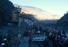 Glacier avalanche leaves 12 dead, 170 missing Members of Indo-Tibetan Border Police and Army soldiers with their machines work to clear a tunnel after a part of a glacier broke away, in Tapovan. Photo courtesy of Reuters