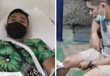 Police Lieutenant Roque Gimeno III (right) and Police Patrolman Jhon Ray Ortega are recovering from gunshot wounds sustained during a shootout with a fugitive in Barangay Singcang-Airport, Bacolod City on Feb. 11. BCPO
