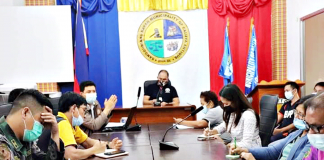 Mayor Rigil Kent G. Lim of Caluya, Antique presides the meeting of the Caluya Municipal Inter-Agency Task Force on coronavirus disease at the Sangguniang Bayan session hall on Feb. 4. PHOTO FROM FACEBOOK PAGE OF MUNICIPALITY OF CALUYA