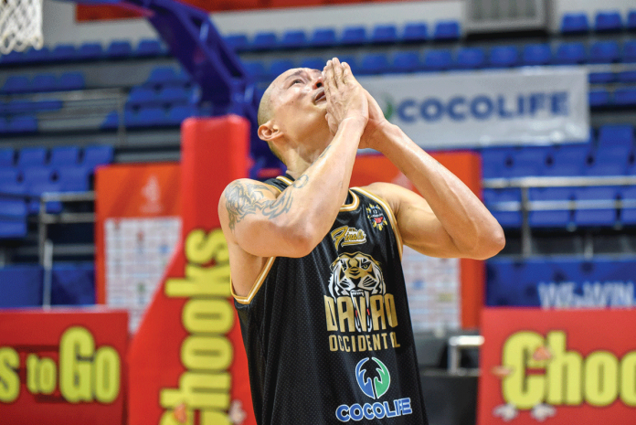 The Sagay City, Negros Occidental-native Mark Yee cries after draining the go-ahead triple for Davao Occidental-Tigers Cocolife in the game against San Juan Knights-Go For Gold during the 2019-2020 MPBL Lakan Cup. MPBL