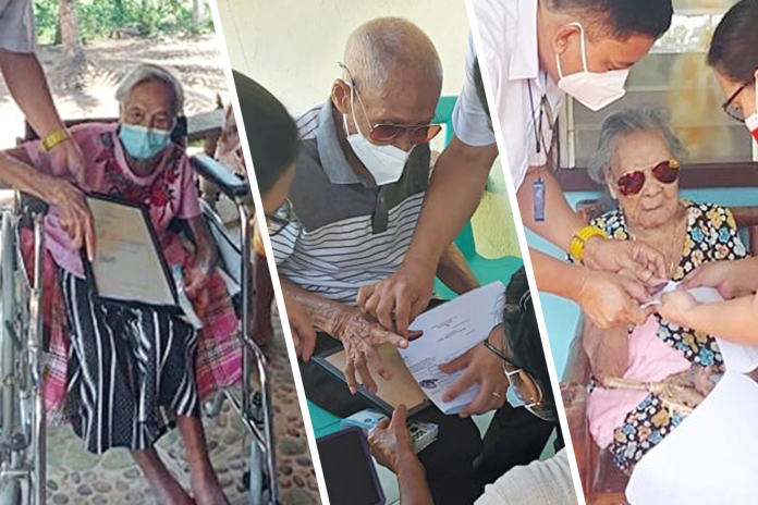 Centenarians (from left) Anacleta Gahap Garcia, Sabino Gallego and Virginia Gaborno Montaño of Buenavista, Guimaras have bared their secret to long live – eating more vegetables than meat. PHOTOS FROM LGU BUENAVISTA FACEBOOK PAGE Centenarians (from left) Anacleta Gahap Garcia, Sabino Gallego and Virginia Gaborno Montaño of Buenavista, Guimaras have bared their secret to long live – eating more vegetables than meat. PHOTOS FROM LGU BUENAVISTA FACEBOOK PAGE