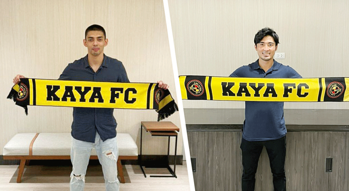 Dylan De Bruycker (left) and Daizo Horikoshi (right) have renewed their contracts with Kaya Futbol Club-Iloilo. KAYA ILOILO