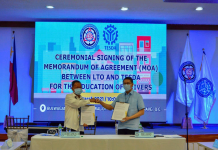 LTO, TESDA sign MOA to offer free driving courses Technical Education and Skills Development Authority director general secretary Isidro Lapeña (left) do fist bump with Land Transportation Office assistant secretary Edgar Galvante (right) after the signing of a memorandum of agreement which aims to strengthen driver’s education in the country. DEPARTMENT OF TRANSPORTATION-PHILIPPINES/FACEBOOK