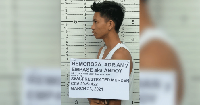 murder-try Mugshot of the 18-year-old lad arrested for frustrated murder in Barangay Vista Alegre, Bacolod City. BCPO