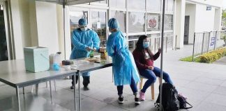 These medical frontliners are stationed at the arrival area of the Iloilo International Airport in Cabatuan, Iloilo to test the arriving residents. President Rodrigo Duterte says he will not ease the quarantine protocols for the returning overseas Filipino workers due to presence of foreign variants of coronavirus disease 2019 in the country. JERRY TREÑAS/FACEBOOK