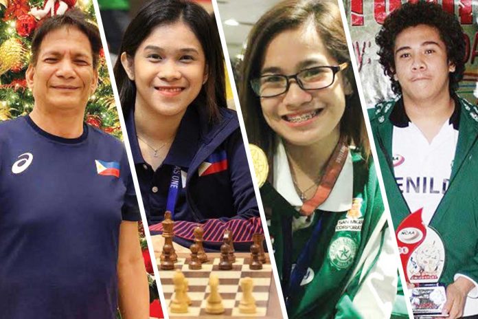 chess Iloilo Kisela Knights’ Joey Antonio (left to right) and Cherry Ann Mejia together with Negros Kingsmen’s Rowelyn Joy Acedo and Joel Pimentel will play for the South-All Star team in the first-ever PCAP All-Star Game on May 2. FACEBOOK/NCAA PHOTOS