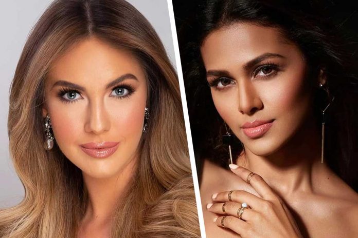 Miss Universe Argentina Alina Luz Akselrad (left); Miss Universe India Adline Castelino (right)