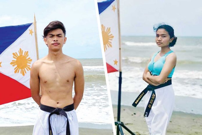 pomsae The pair of Joshua Cachero (left) and Jilyn Rose Yap (right) of Iloilo MVP Taekwondo Gym win a gold medal in the Mixed Pair Blackbelt Over 17 category of the recently held 4th Lents Taekwondo Worldwide Sports Online Poomsae Open 2021. ILOILO MVP TAEKWONDO GYM