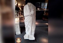 Stolen Roman statue found in Belgium This is the "Togatus" statue. This Roman sculpture was found in an antique shop in Belgium after it was missing since 2011. ITALIAN CULTURE MINISTRY